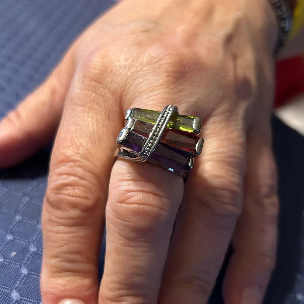 Multicolor Gemstone Sterling Silver Ring